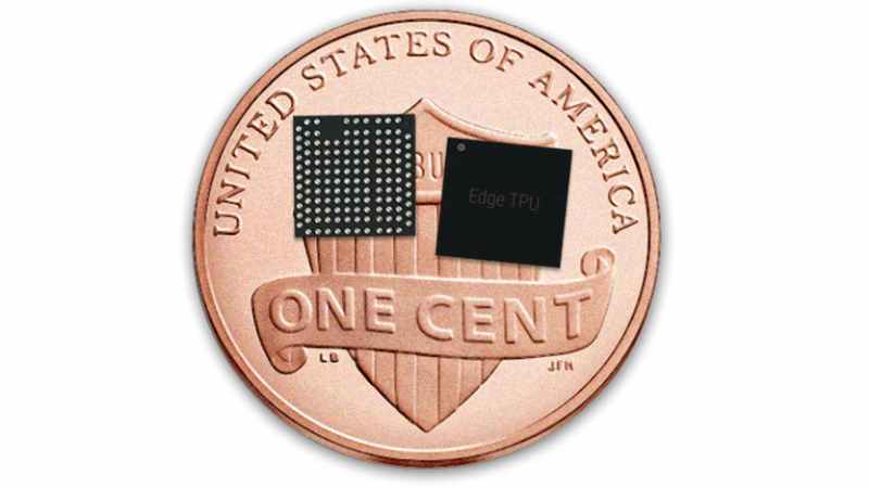 Google Edge TPU shown with a standard US penny